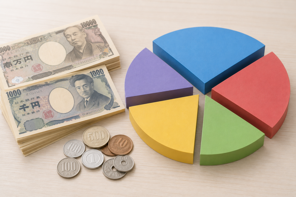お金と円グラフのピース