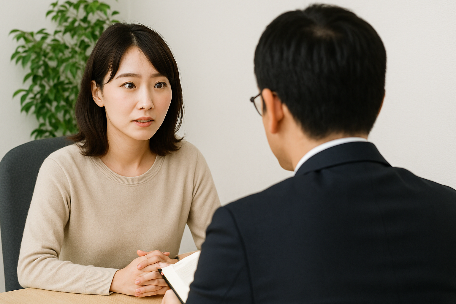 弁護士に相談する女性