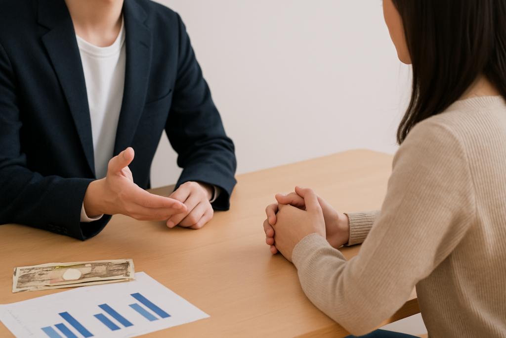 男女が話し合いをしている様子