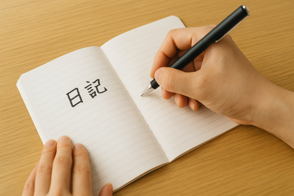 日記を書いている様子