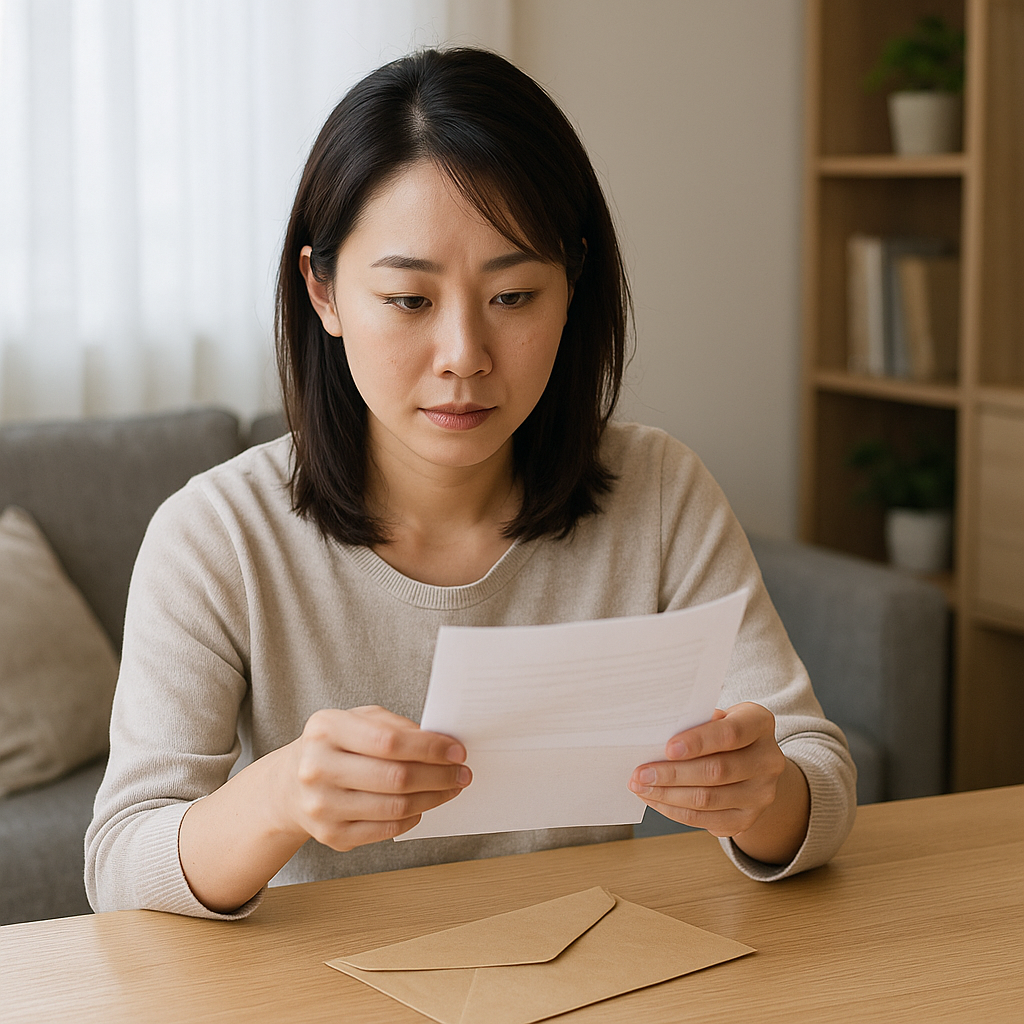 郵便物に目を通す女性