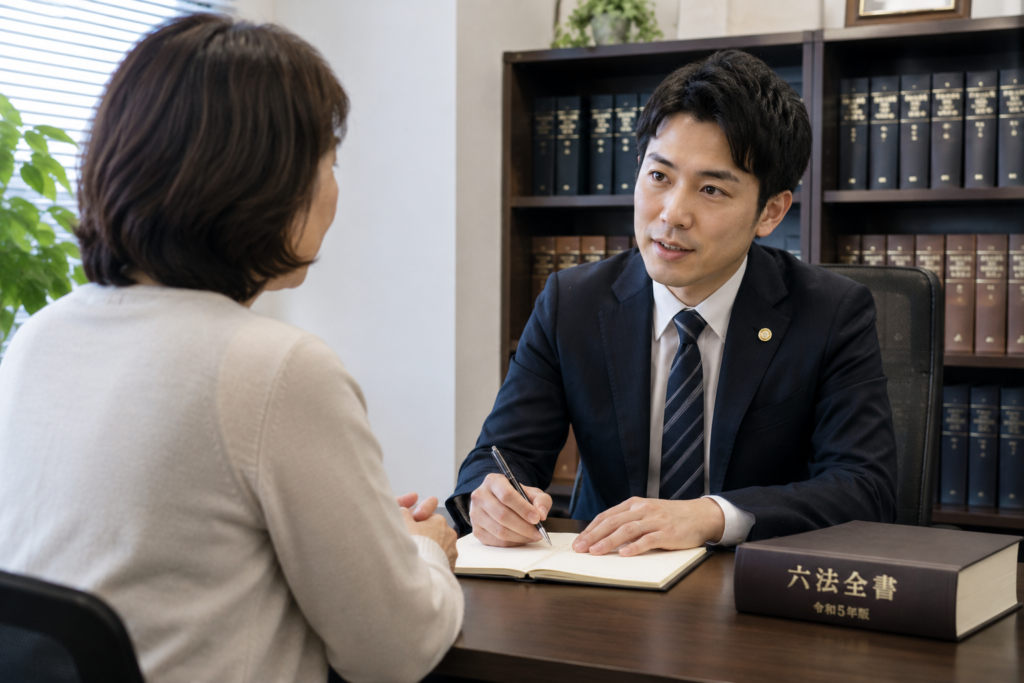 弁護士に相談している様子