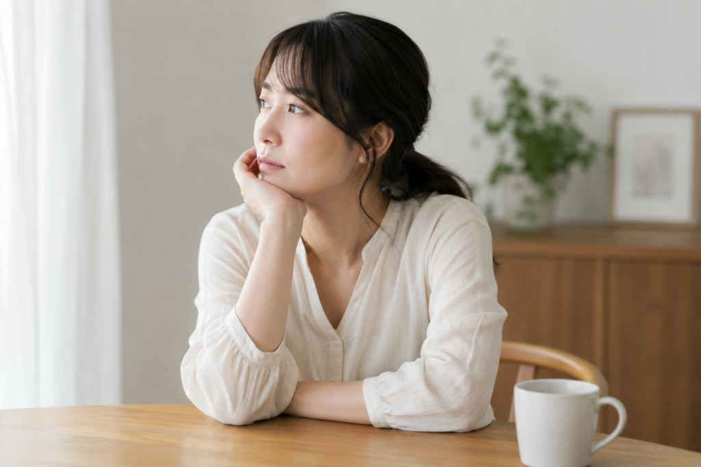 考え事をする女性